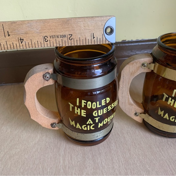 Vintage Lot of 2 Magic Mountain Glass Souvenir Mugs I Fooled The Guesser - Picture 6 of 8